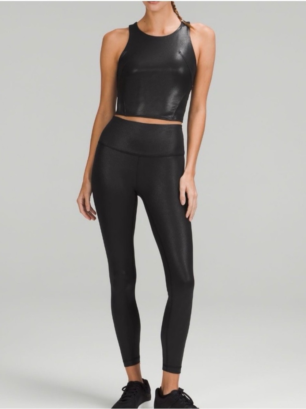 Lululemon Wunder Train high-rise black foil legging size 6, 27" inseam